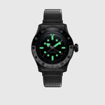 Luminova Montre SERICA 8315-1 GMT dans le noir automatique cadran émaillé noir Expédition acier étanche 200m