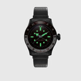 Luminova Montre SERICA 8315-2 GMT dans le noir automatique cadran émaillé rouge sable Expédition acier étanche 200m