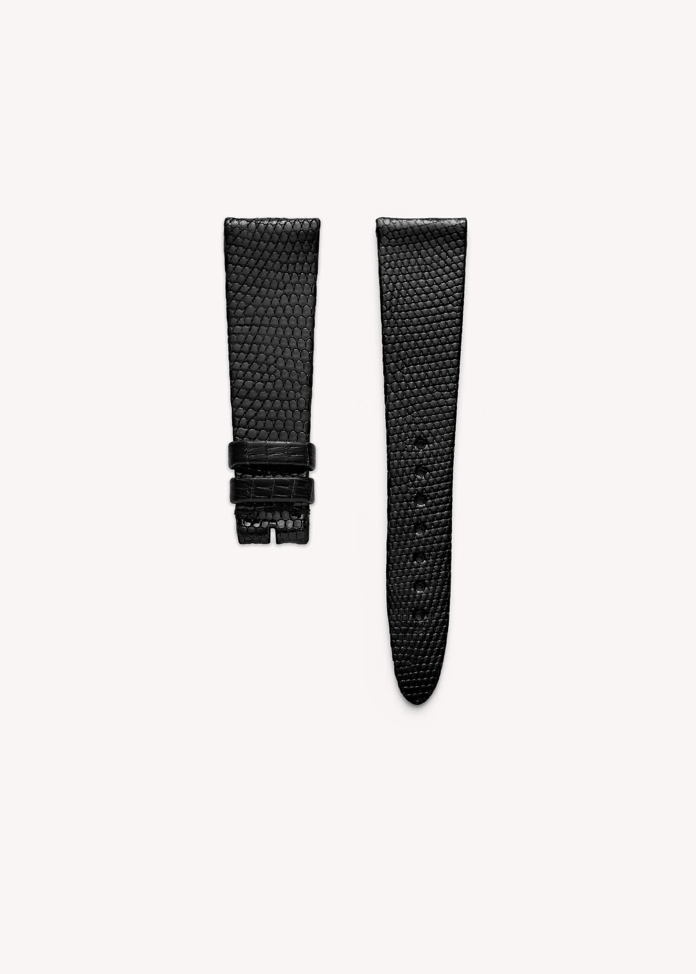Serica Watches - Bracelet SERICA cuir lézard noir 20mm sans boucle