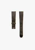 Serica Watches - Bracelet SERICA Parade cuir d'alligator verni vert olive 18mm sans boucle
